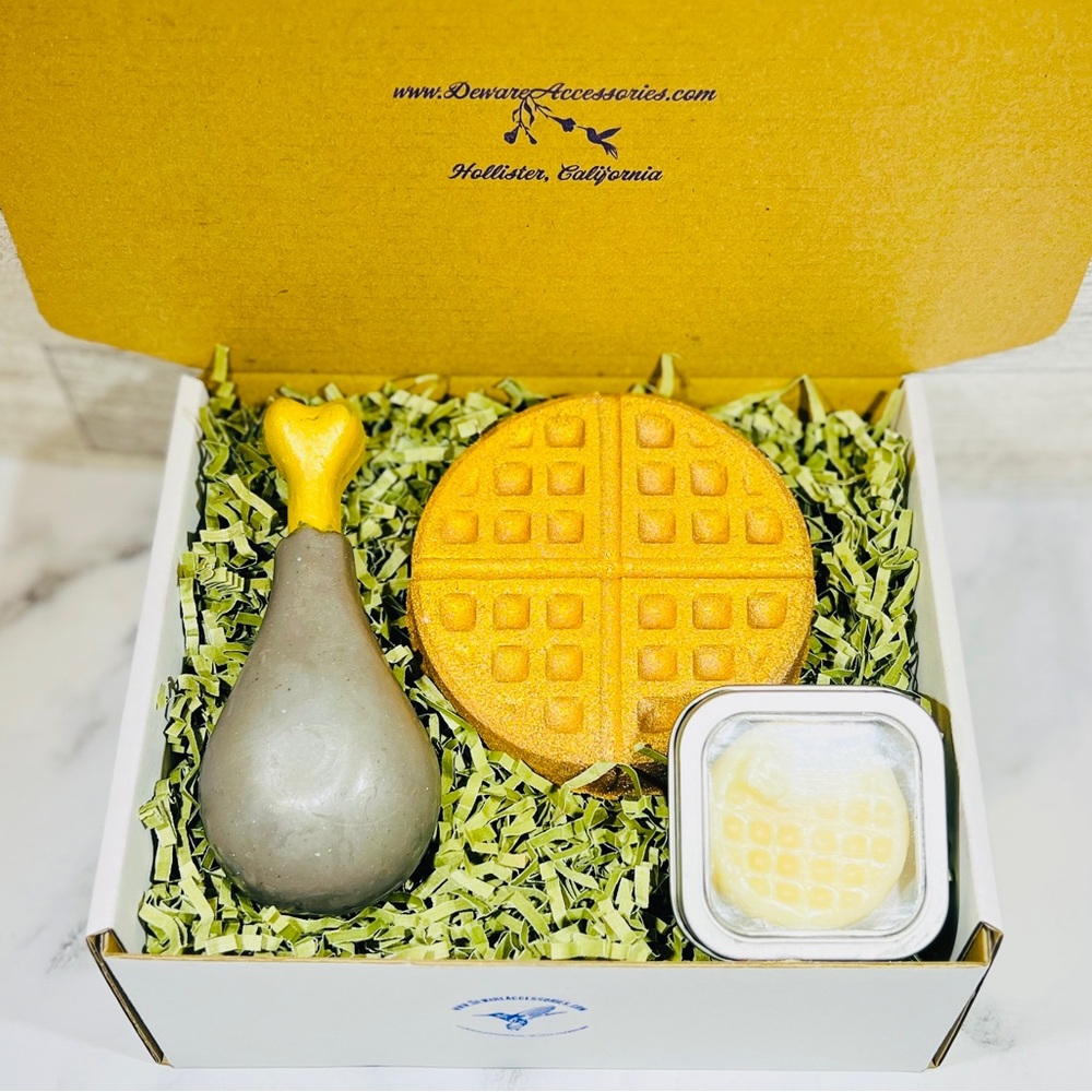 Chicken & Waffles Soap, Bath Bomb and Lotion Bar Bath Gift Set